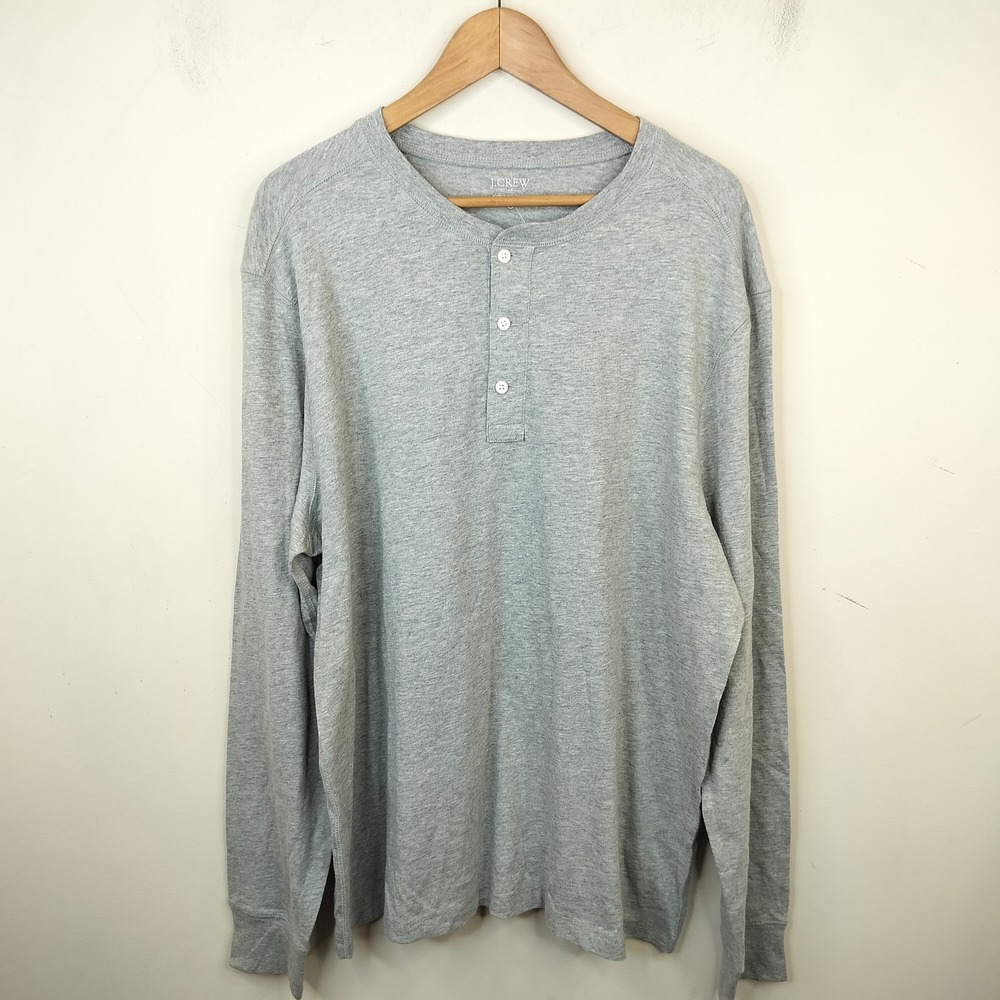 J.Crew Henley Shirt Mens XXL NWT Long Sleeve Cotton Casual Gray J8214
